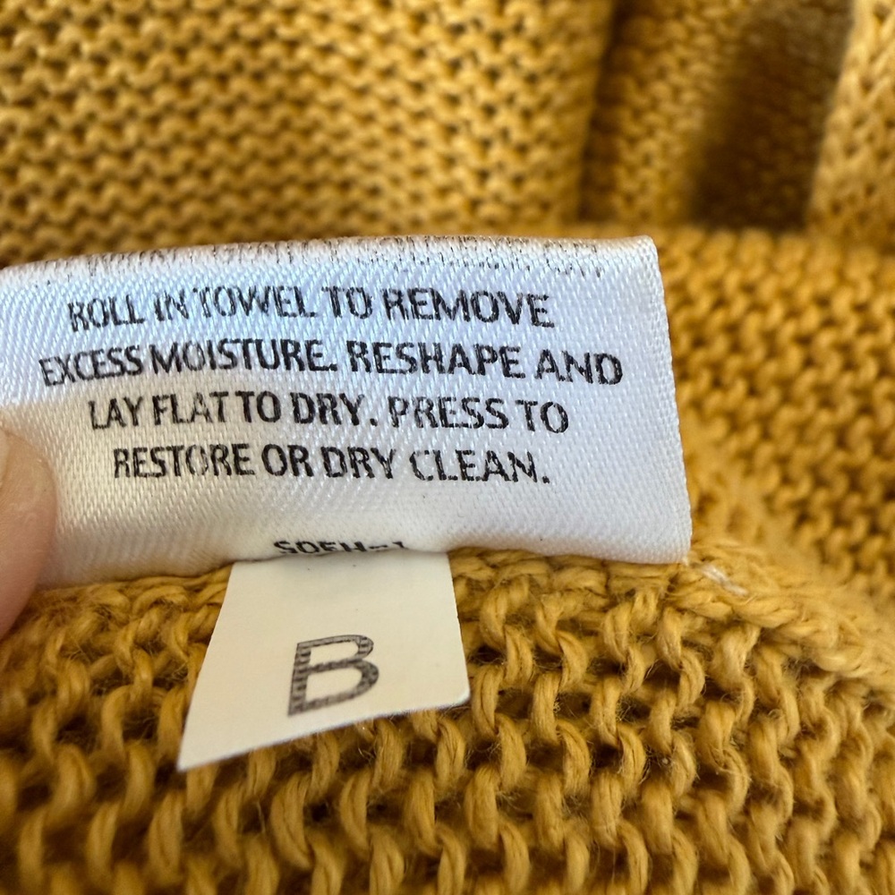 Eileen Fisher 100% Hemp Golden Yellow Knit Open Front Cardigan Size 1X - Picture 4 of 8